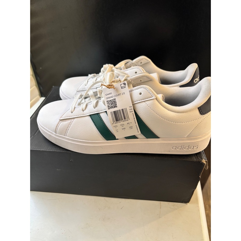 Adidas Grand Court 2.0 Mens Sneakers White Green Navy ID4465 Size 11 NEW‎